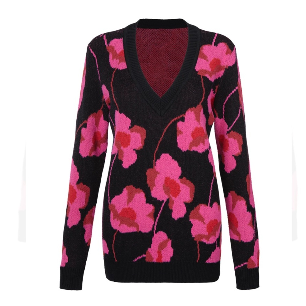 NWOT Cabi Rococo Pullover cotton blend Sweater sz Small style #4102 pink floral